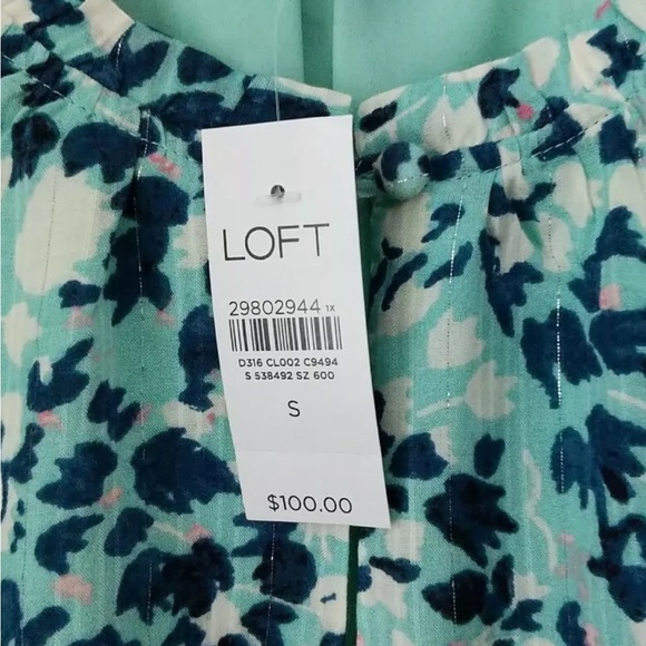 LOFT Shimmer Floral Ruffle Sleeve Flare Dress | NWOT - Picture 10 of 10